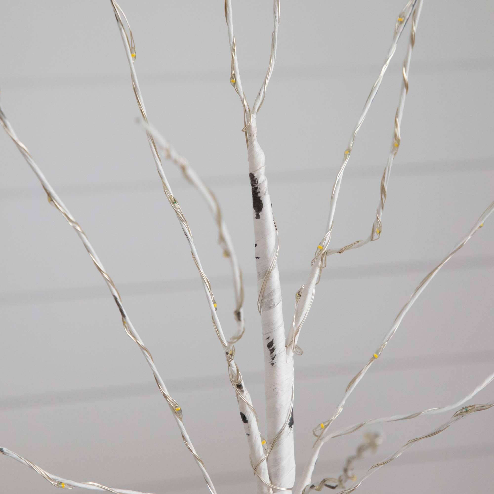 2ft. Pre-Lit White Birch Artificial Christmas Tree, Warm White LED Lights